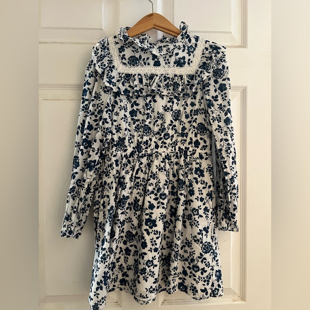 Janie and Jack Dress - Blue Flowers, Size 8